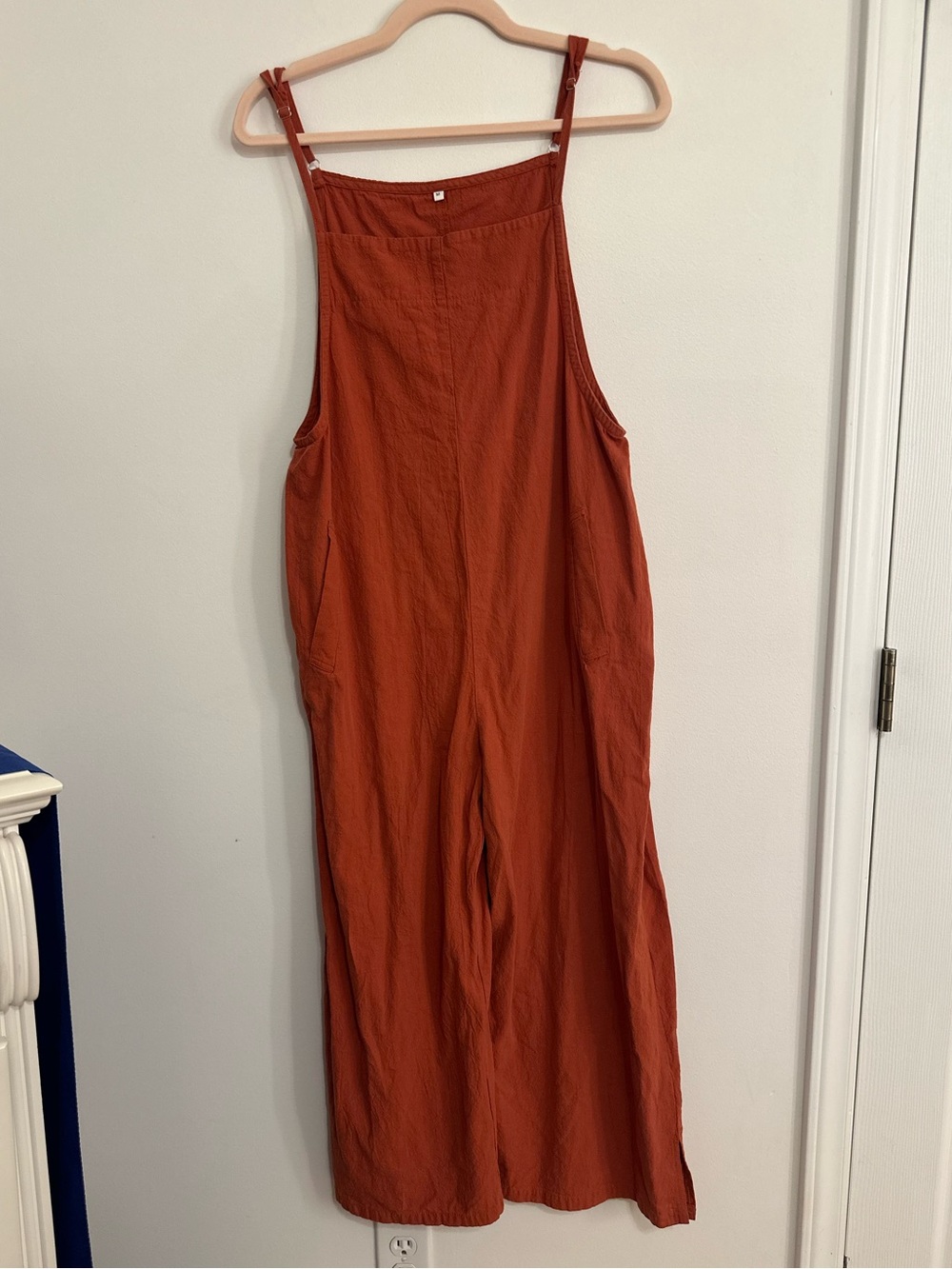 Rust Orange Lightweight Linen-Feel Jumpsuit